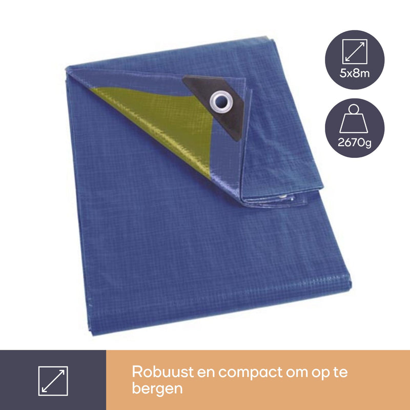 Perel Afdekzeil - Dekzeil Blauw/groen standaard 70g - 5 x 8m - 70-0508