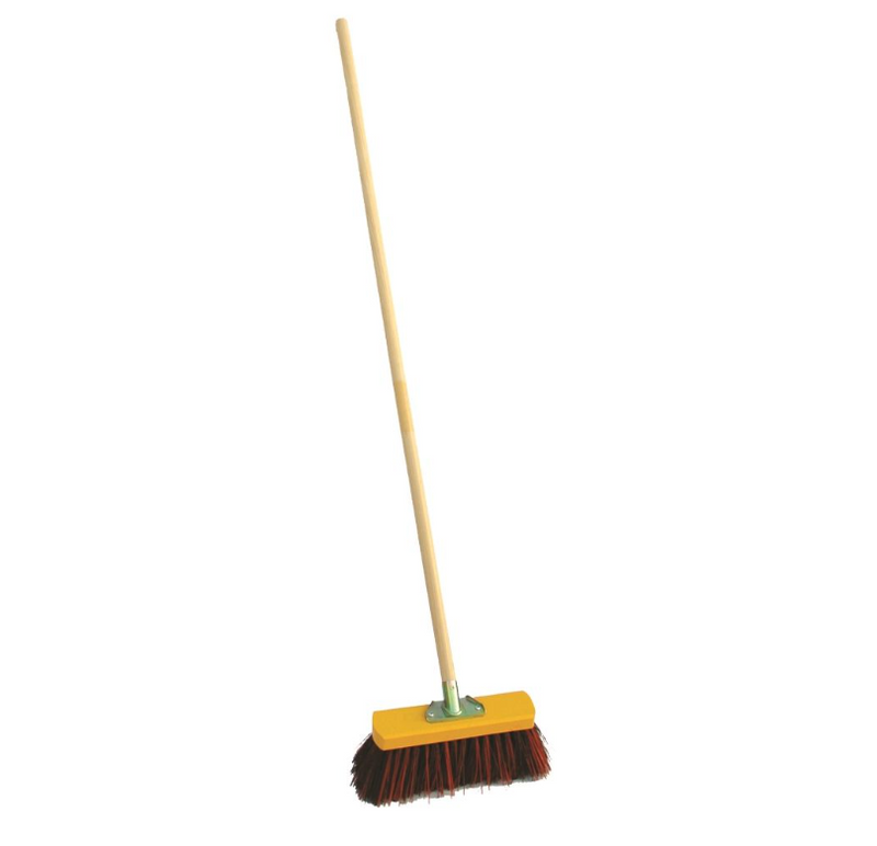 Gille Straatborstel professioneel geel gelakt hout 31cm met bahia en PVC incl. steel 150cm - 900101MBM2