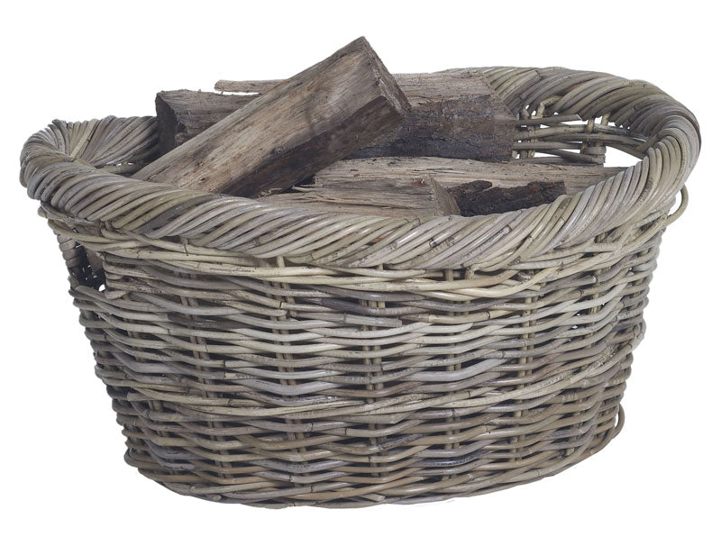 Practo Home Houtblokkenmand rotan ovaal 29x58x43cm - W102