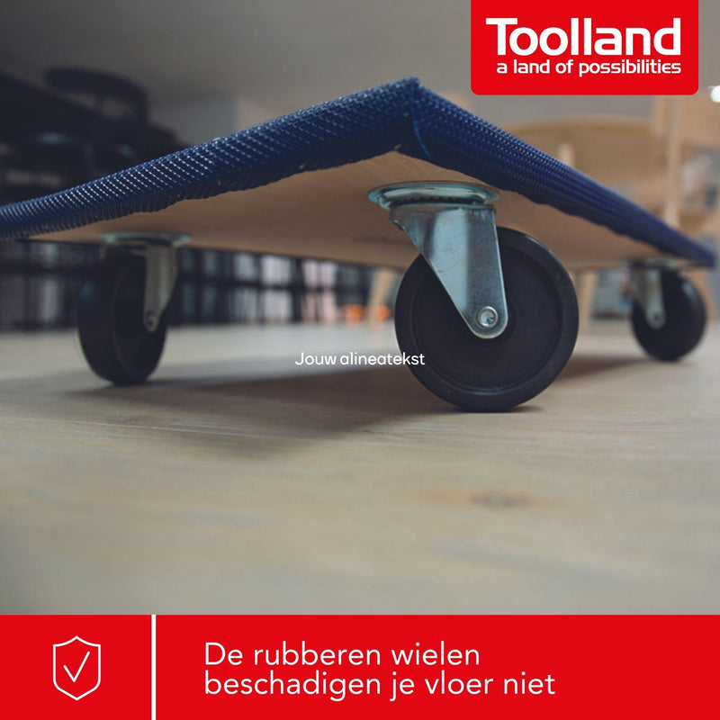 Toolland Meubelroller multiplex met 4 zwenkwielen 65 x 40 cm - beschermfolie  400kg - QT407
