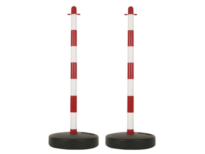 Perel Set afzetpalen voor tijdelijke afzettingen - met opvulbare voet - rood/wit 2 stuks - SCP90