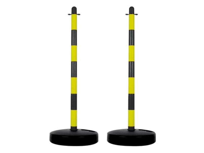 Perel Set afzetpalen voor tijdelijke afzettingen - met opvulbare voet - zwart/geel 2 stuks - SCP90Y
