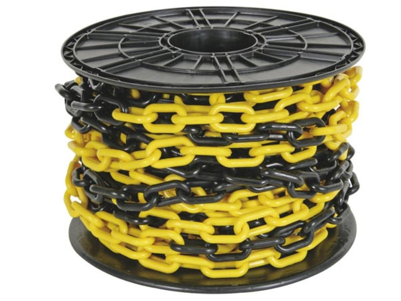 Perel Afzetketting 8 mm op rol - Kunststof zwart/geel 25 m - SCR8Y