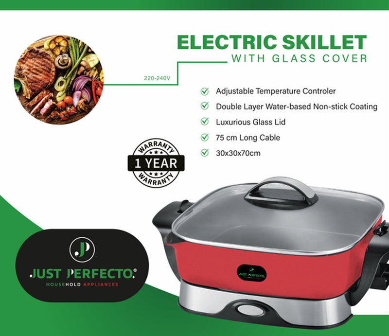 Just Perfecto Rode Elektrische Pan XXL 1650 W - 5.5L - JL-01