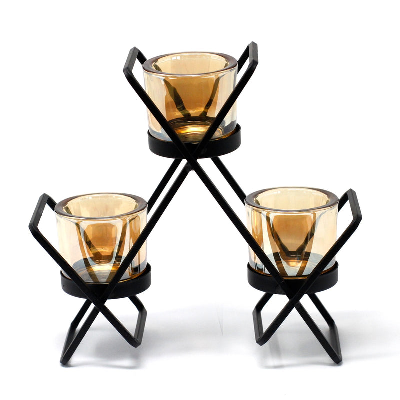 AW Gifts Votive ijzeren kandelaar - kaarsenhouder 3 kaarsen - Triangle - CIVCH-04