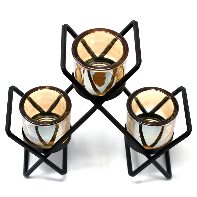 AW Gifts Votive ijzeren kandelaar - kaarsenhouder 3 kaarsen - Triangle - CIVCH-04