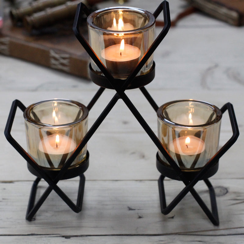 AW Gifts Votive ijzeren kandelaar - kaarsenhouder 3 kaarsen - Triangle - CIVCH-04