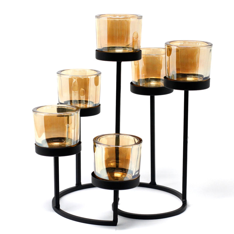 AW Gifts Votive ijzeren kandelaar - kaarsenhouder 6 kaarsen - Circle Tree - CIVCH-08