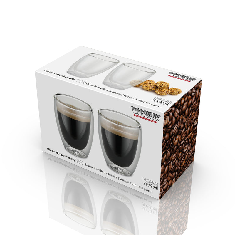 Karl Weis Dubbelwandige Koffieglazen - Espresso 80ml - set van 2 stuks