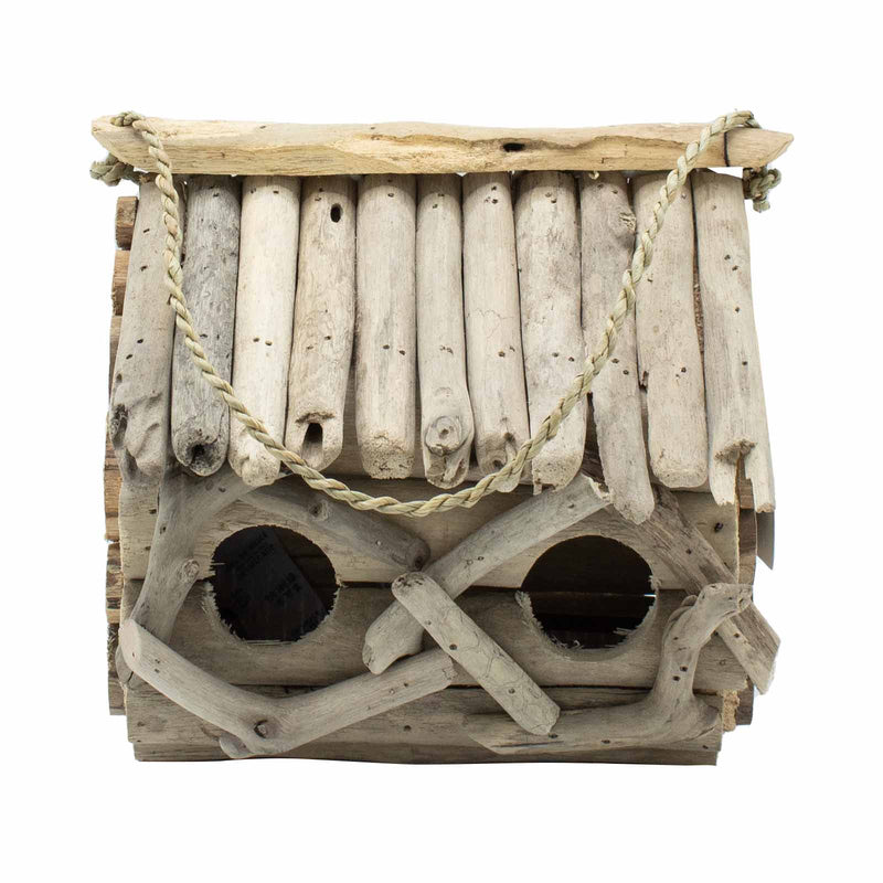 AW Gifts Vogelhuisje Van Drijfhout - Dubbel - Handgemaakt In Indonesië - 27x27x31cm - BBBox-03