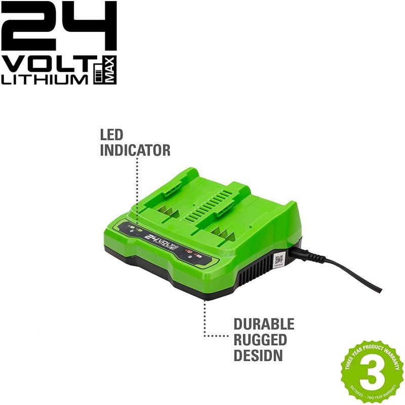 Greenworks 24 Volt Dubbele Acculader - G24X2UC4
