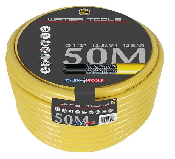 Talen Tools Gele slang 5/8" 50m, getricoteerd high twist resistant system - RS4273