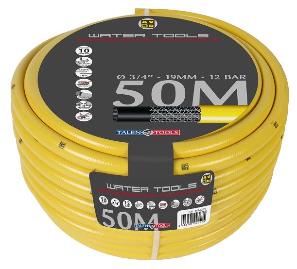 Talen Tools Gele slang 3/4" 50m, getricoteerd high twist resistant system - RS4275