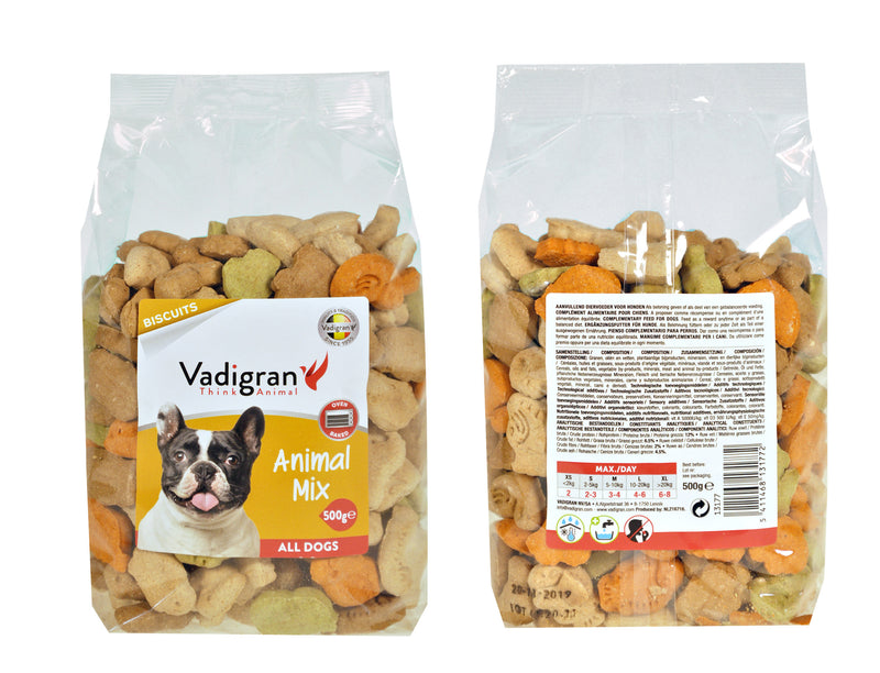 Vadigran Snack hond Biscuits Animal mix 500g - 13177