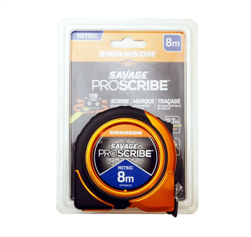 Swanson Savage Gripline metrisch meetlint rolbandmaat magnetisch 8 m - SVPS8