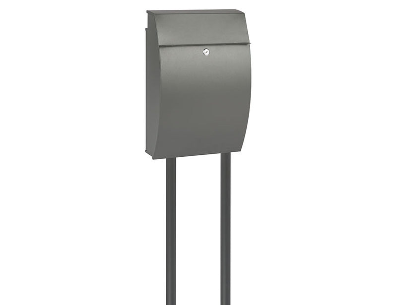 Practo Garden Brievenbuspaal in gelakt staal - dubbel mat grijs - B480A