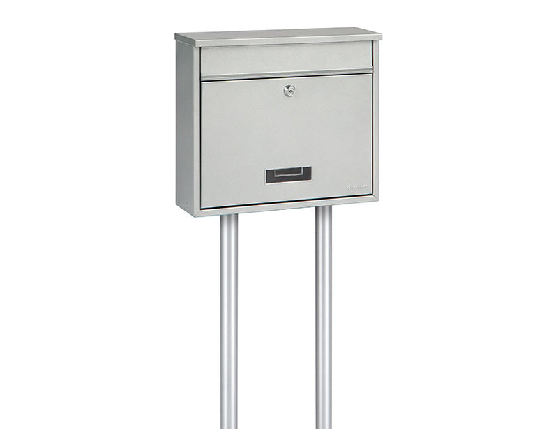Practo Garden Brievenbuspaal in gelakt staal - dubbel zilver - B380A
