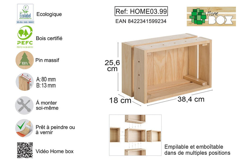 Astigarraga Home box - Modulaire opbergbox in massief hout 18 x 25.6 x 38.4 cm - HOM003.99