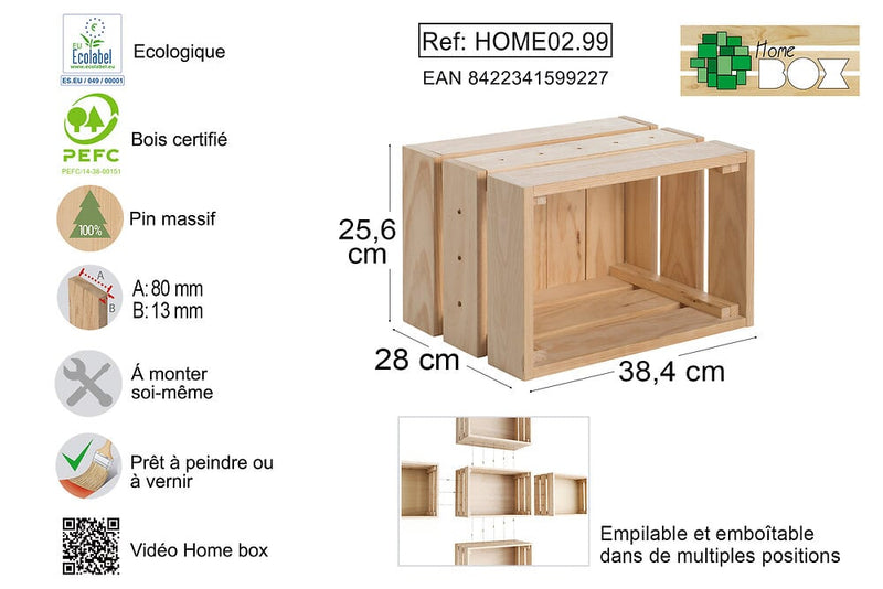 Astigarraga Home box - Modulaire opbergbox in massief hout 28 x 25.6 x 38.4 cm - HOM002.99