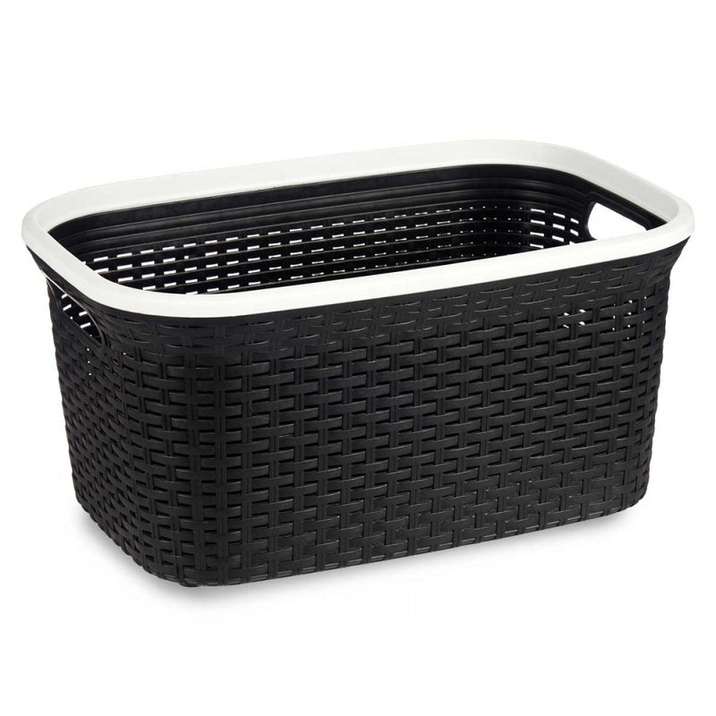 Kipit Wasmand in stevig kunststof rotan 36l zwart - 53 x 36 x 25 cm - 82097