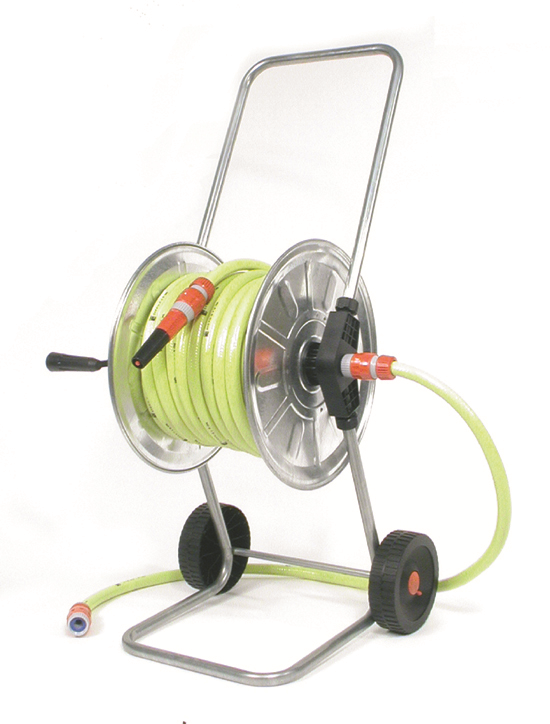 Talen Tools Haspel gemonteerd 25m - 1/2" met gele tuinslang en 3/4" pvc koppelingen, volledig verzinkt - RS4853S5