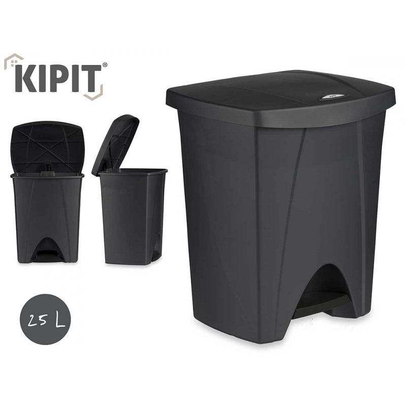 KIPIT Kunststof pedaalemmer - vuilnisbak 25 L antraciet - 87883