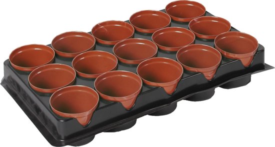 AVR Zaai- stekpotjes bruin rond 7cm (18 stuks) - BF27