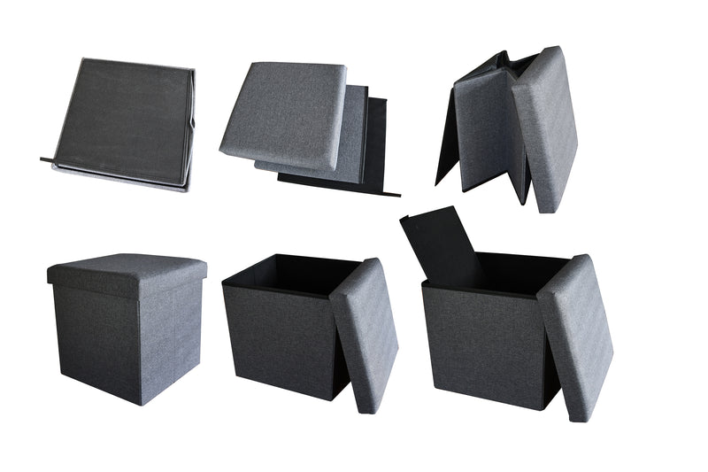 Diggers Opvouwbare Opberg Poef - Voetenbank opbergbox grijs 38x38x38 cm - DIG351