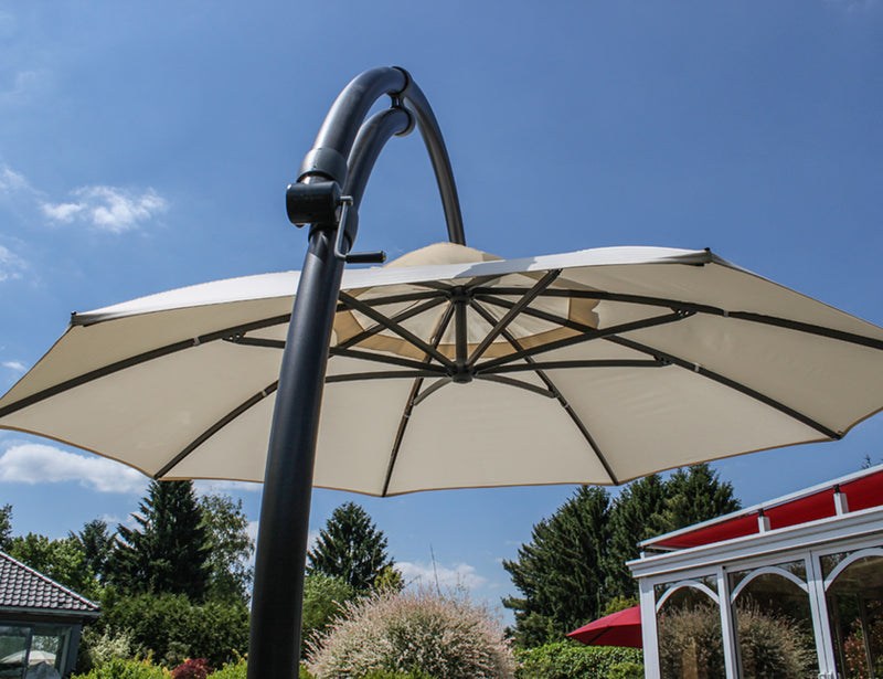 Easy Sun - Sun Garden zweefparasol rond XL 3.75 m - Olefin doek in beige + voet - SG10219301