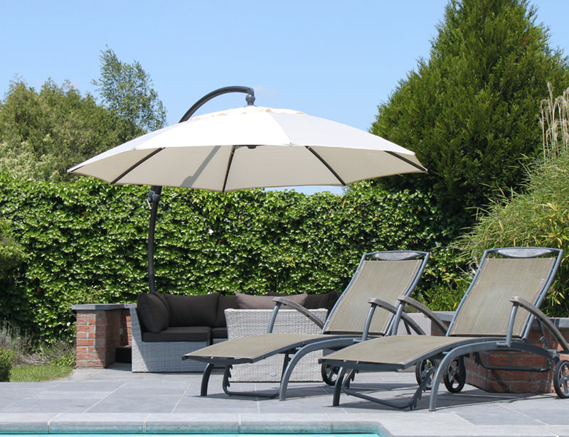 Easy Sun - Sun Garden zweefparasol rond XL 3.75 m - Olefin doek in beige + voet - SG10219301