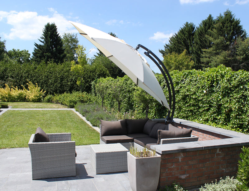 Easy Sun - Sun Garden zweefparasol rond XL 3.75 m - Olefin doek in beige + voet - SG10219301