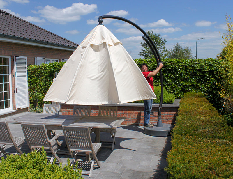 Easy Sun - Sun Garden zweefparasol rond XL 3.75 m - Olefin doek in beige + voet - SG10219301