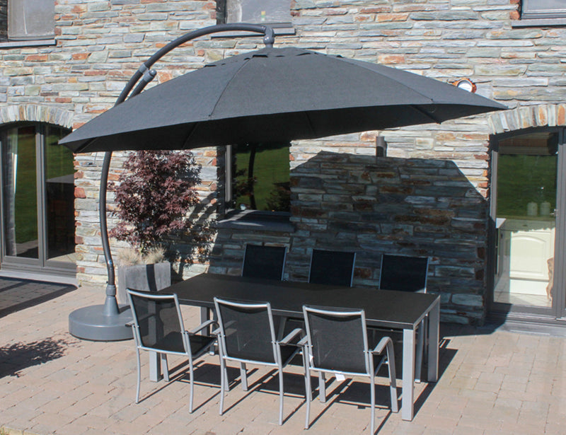 Easy Sun - Sun Garden zweefparasol rond XL 3.75 m - Olefin doek in carbon + voet - SG10219298