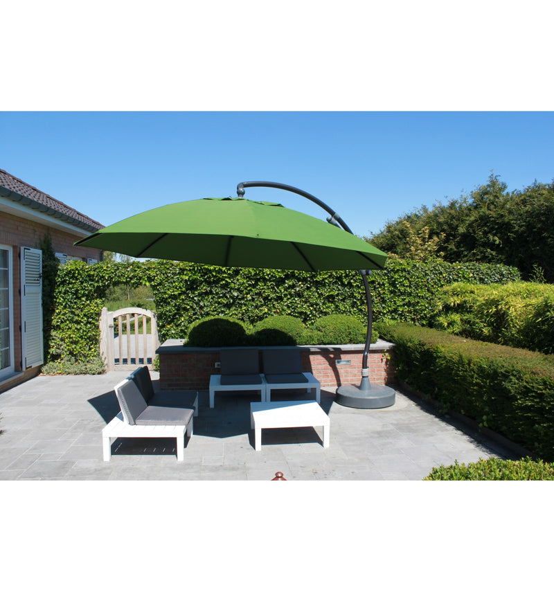 Easy Sun - Sun Garden zweefparasol rond XL 3.75 m - Olefin doek in donkergroen + voet - SG10252041