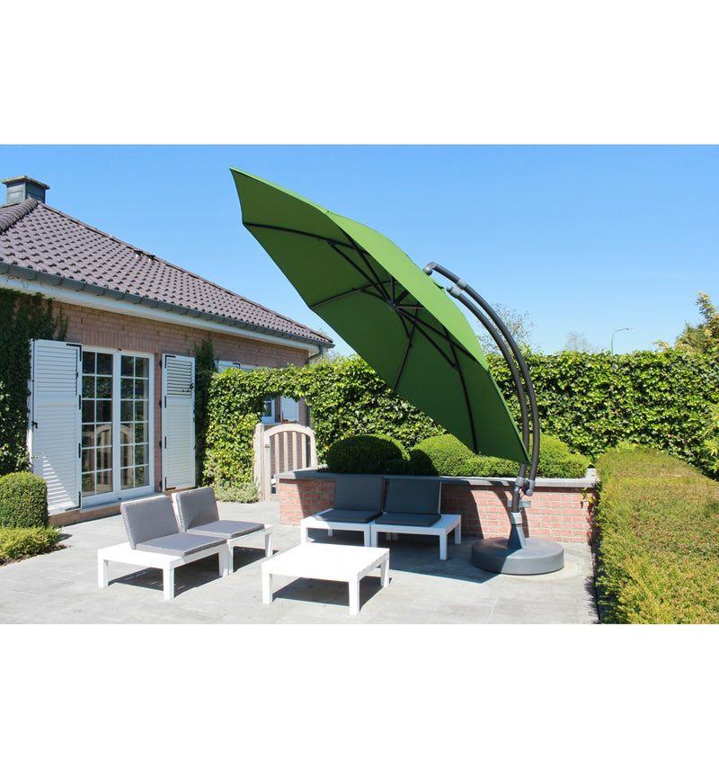 Easy Sun - Sun Garden zweefparasol rond XL 3.75 m - Olefin doek in donkergroen + voet - SG10252041