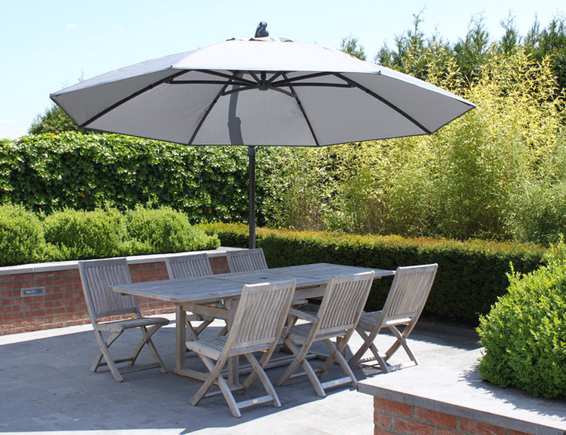 Easy Sun - Sun Garden zweefparasol rond XL 3.75 m - Olefin doek in licht grijs + voet - SG10219306
