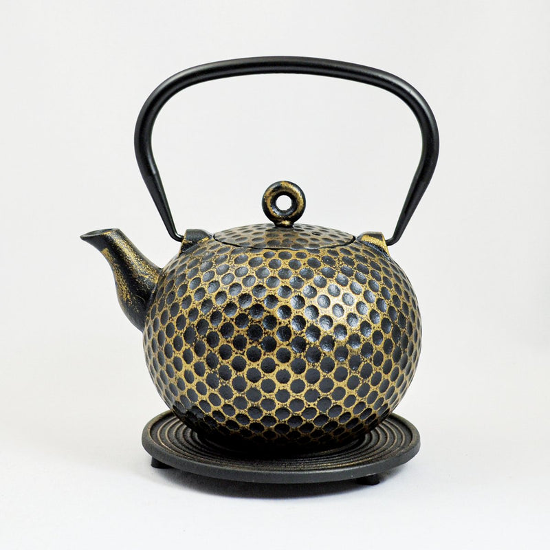Ja-unendlich Theepot + onderzet Dim GK 1.0L Zwart/goud - Gietijzer