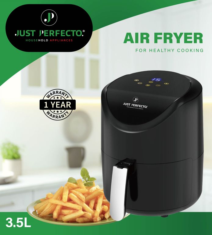 Just Perfecto Airfryer heteluchtfriteuse met Touchscreen & LED Display 1200 W - 3.5L - JL-13