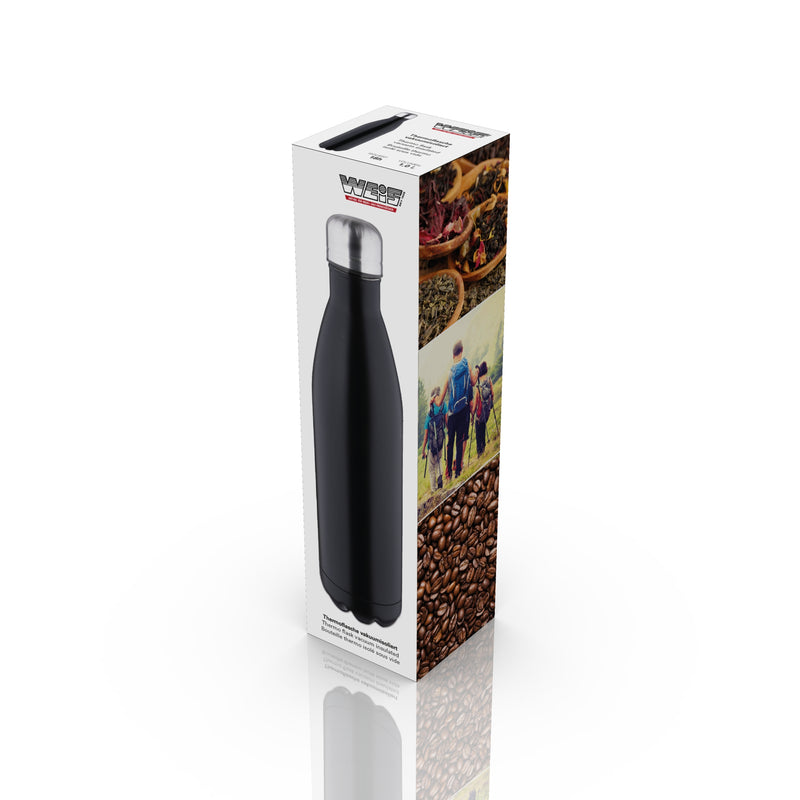 Karl Weis Thermosfles RVS zwart vacuüm geïsoleerd 1L