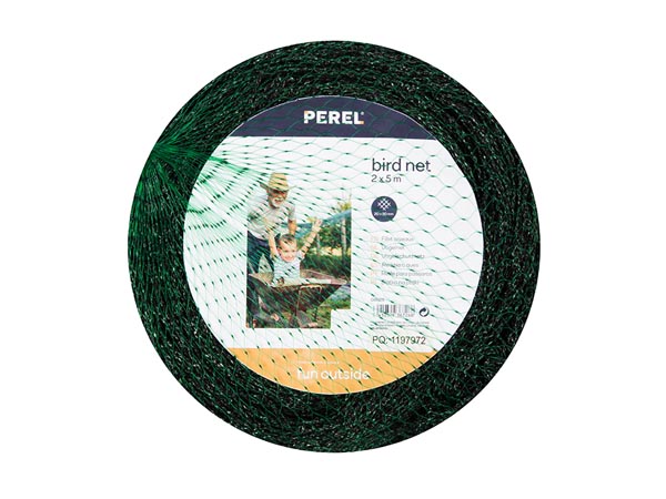 Perel Vogelnet - polyester - maaswijdte 2 cm² - 2 x 5 m - groen - GBN25