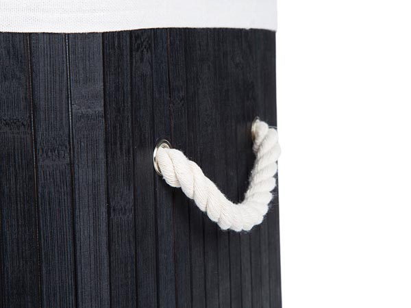 Perel Wasmand rechthoekig met deksel in bamboe - zwart - HP100209