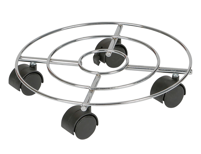 Practo Garden Plantenroller chroom met rem 30 cm - 60 kg - R071