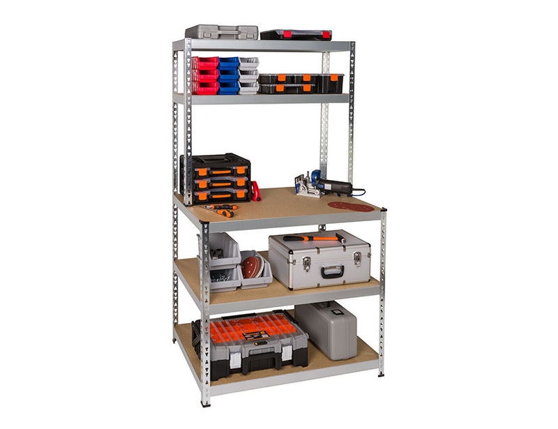 Practo Home Heavy Duty Opbergrek hout/galva met werkbank - M860