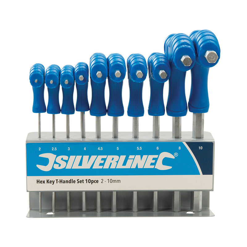 Silverline 10-delige T-greep inbus - zeskantsleutel set 2 - 10 mm - 323710