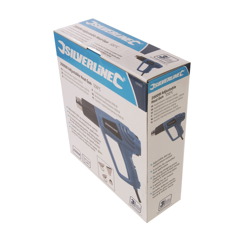 Silverline Heteluchtpistool verstelbaar 2000W incl. Accessoires - 908579