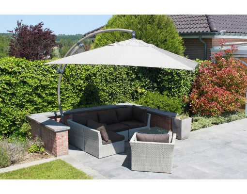 Easy Sun - Sun Garden zweefparasol vierkant 3.2 m - Olefin doek in beige + voet - SG10219293