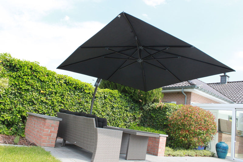 Easy Sun - Sun Garden zweefparasol vierkant 3.2 m - Olefin doek in chocolade + voet - SG10219291