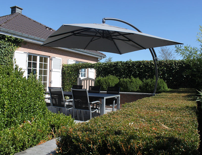Easy Sun - Sun Garden zweefparasol vierkant 3.2 m - Olefin doek in titanium + voet - SG10218391