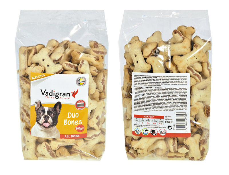 Vadigran Snack hond Biscuits Duo Bones 500g - 13381