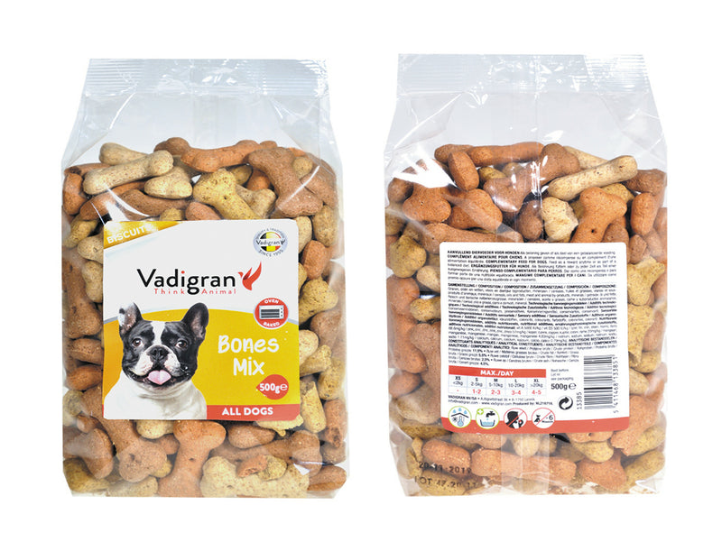 Vadigran Snack hond Biscuits Bones mix 500g - 13385